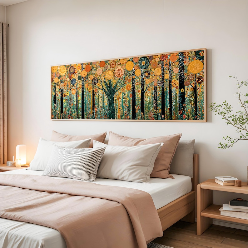 Gustav Klimt Style Forest Wall Art: Tree Of Life, Framed Canvas, Art Nouveau Decor image 2