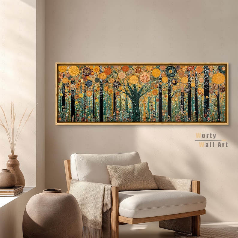 Gustav Klimt Style Forest Wall Art: Tree Of Life, Framed Canvas, Art Nouveau Decor image 5