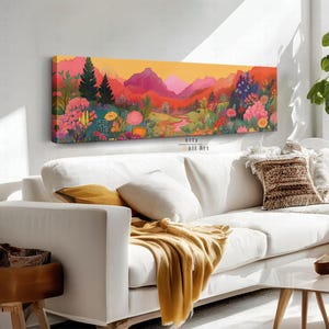 Colorful Canvas Wall Art, Horizontal Wall Art, Panoramic Canvas Wall Art, Abstract Art Print, Nature Wall Decor, Framed Wall Art, Floral Art