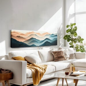 Abstract Mountain Canvas Wall Art, Aesthetic Room Decor, Layered Nature Wall Art, Horizontal Wall Art, Modern Canvas Art Print,Ready To Hang
