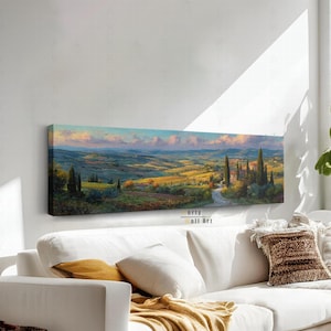 Tuscany Landscape Canvas Wall Art: Rustic Countryside Home Decor, Oil Painting Style Canvas