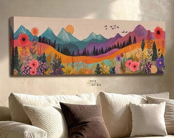 Yayoi Kusama Canvas Print: Japanese Art, Boho Landscape, Framed Wall Art, Above Bed Decor