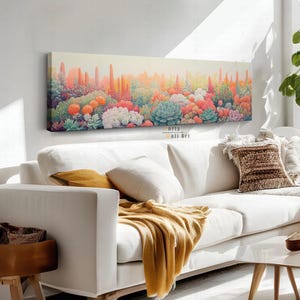 Minimalist Desert Canvas Wall Art, Above Bed Print, Panoramic Wall Art, Retro Canvas Print, Boho Home Decor, Floral Art Piece, Ready To Hang