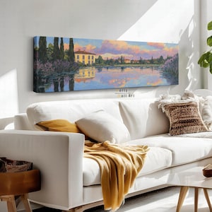 Colorful Landscape Painting, Impressionist Style Painting, Dreamy Art Print, Oil Painting Print, Framed Canvas Print, Oversized Wall Art