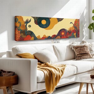 Arte murale su tela Boho Abstract Nature, Arte murale con cornice, Arte murale orizzontale, Arte murale panoramica astratta, Arte popolare moderna, Tela da galleria
