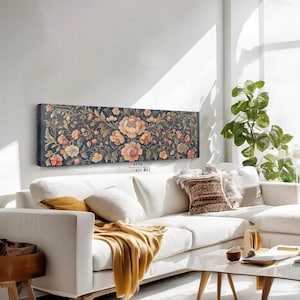 Vintage Floral Tapestry Canvas Wall Art, Horizontal Wall Art, Tapestry Style Print, Antique Style Wall Art, Botanical Gallery Canvas