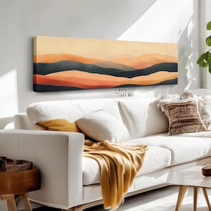 Minimalist Desert Dunes Canvas Wall Art, Boho Home Decor, Abstract Nature Wall Art, Framed Panoramic Wall Art, Modern Canvas Art Print