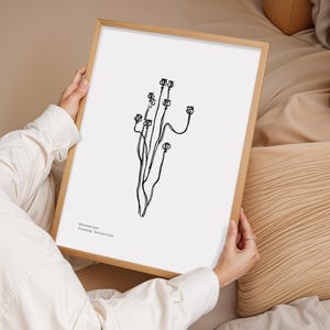 Art mural botanique minimaliste | Dessin au trait moderne de fleur de pavot | Impression élégante inspirée de la nature pour la décoration de la chambre à coucher, du bureau et du salon