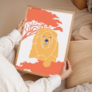 Löwe Wandkunst, Abstrakter Druck, Tierplakat, Minimalistisches Plakat, Naturdekor, Ästhetisches Plakat, Moderner Druck, Kunstdekor, Geschenk für Zuhause