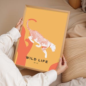 Leopard Wandkunst, abstrakter Druck, Tierplakat, minimalistisches Dekor, Wandkunst, modernes Plakat, abstrakte Kunst, Kunstdekor, Geschenk für Zuhause