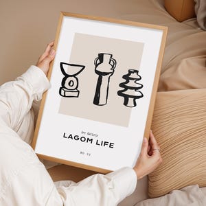 Impresión artística de línea de jarrón abstracto moderno / Decoración nórdica minimalista para el hogar / Arte estético bohemio en blanco y negro / Elegante póster de pared escandinavo