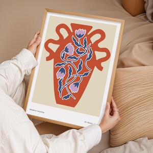 Impresión de arte mural con diseño de jarrón floral, dibujo botánico minimalista, póster floral colorido, decoración de jarrones, decoración moderna, impresiones de arte mural, regalo para ella