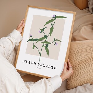 Wilde Blume Wand Kunst Druck, Minimal Pflanze Poster, Grüne Linie Zeichnung, Wand Kunst Drucke, Natur Dekor, Geschenk für Sie, Botanisches Poster