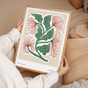 Minimale Blumen Wandkunst, Botanische Illustration, Moderne Linie Zeichnung, Gerahmtes Kunst Poster, Natur Inspirierte Kunst, Abstrakte Wandkunst, Geschenk für Zuhause