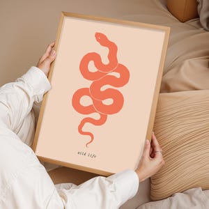 Arte mural de serpiente, póster moderno, impresión minimalista, impresión abstracta, póster de naturaleza, impresión estética, decoración artística, póster de arte mural, regalo para el hogar