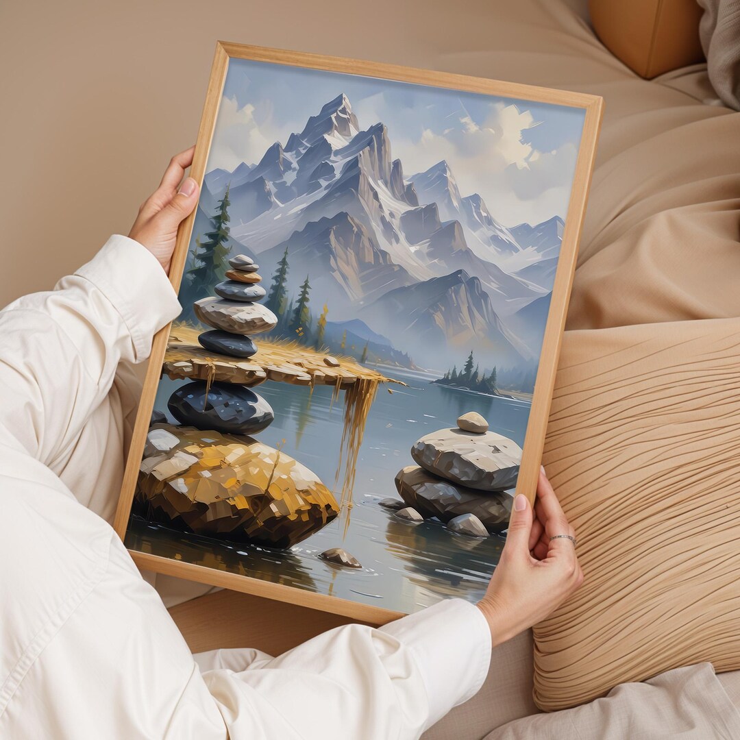 Mountain Landscape Wall Art, Lake Poster, Peaceful Nature Scene Print ...