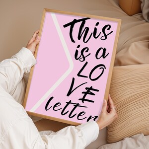 Dies ist ein Liebesbrief Print | Romantische Typografie Wandkunst | Rosa Ästhetik Poster | Preppy Schlafzimmer Dekor | Trendy Geschenk für Paare