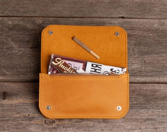 Tobacco Pouch - Rolling Tobacco Wallet with Zipper, Filter & Paper Case
