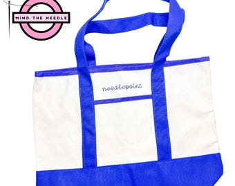 Needlepoint Project Tote Bag: Embroidered Work in Progress