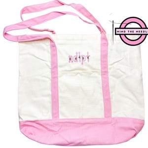 Needlepoint Floral embroidered NDLPT Bag | Work in Progress Bag | Needlepoint Bag | Tote Bag