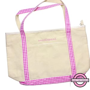 Needlepoint Pink Tote Bag | Shoulder Bag | Work in Progress Bag | Needlepoint on the Go