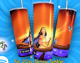 Diseño de vaso de Pocahontas: Envoltura delgada para vaso de 20 oz con código QR (descarga digital)