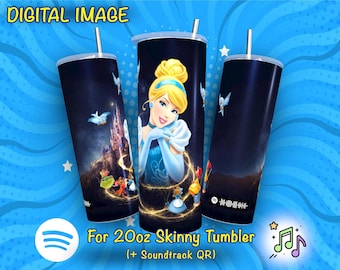 Envoltura para vaso de la Princesa Cenicienta: Diseño sin costuras para vaso delgado de 20 oz (descarga digital)