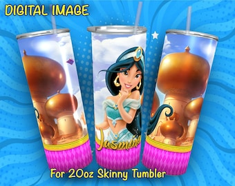 Diseño de vaso Princesa Jazmín: Envoltura delgada sin costuras de 20 oz (descarga digital)