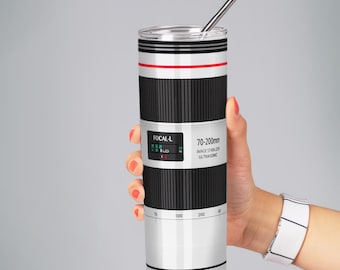 Vaso para lentes de 70-200 mm: acero inoxidable de 20 oz, regalo para fotógrafos