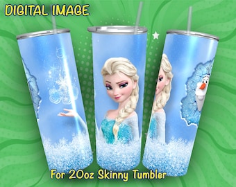 Envoltura para vaso de Elsa Frozen Princess: Diseño sin costuras para vaso delgado de 20 oz (descarga digital)