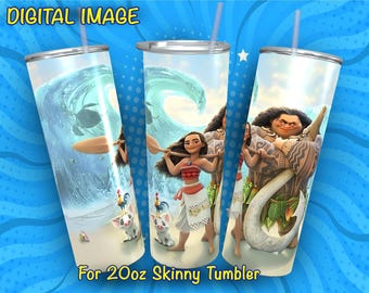 Envoltorio para vaso de la Princesa Moana: Diseño delgado sin costuras de 593 ml (descarga digital)