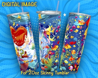 Envoltura para vaso de La Sirenita: Diseño sin costuras, recta y cónica (descarga digital)