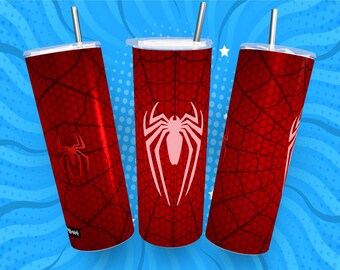 Envoltura para vaso delgado de 20 oz con diseño de telaraña - Banda sonora con código QR - Descarga digital