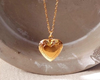 Personalized 18K Gold-Filled Heart Locket Charm Necklace With Photo,Heart Locket Necklace With Photo, Waterproof Pendant,Locket that Opens