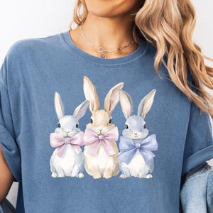 Coquette Bow Bunny Ears Shirt, Cute Easter Bunny Shirt, Aesthetic Rabbit Tee, Happy Easter Gift, Soft Girl Spring Outfit,Easter Women&#39;s