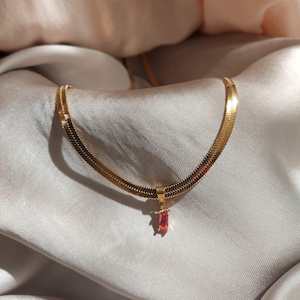 18K gold snake chain, Gold Necklace, Gold Chocker Necklace, 18K Yellow Gold Snake Chain Necklace, Christmas gift