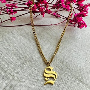 Old English Initial Necklace 18K Gold,Gothic Initial Necklace,Personalized Necklace,Old English Font Necklace,Monogram necklace,Gold initial