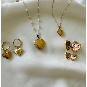 Heart Locket Gold Necklace with Photo, Big Heart Locket, Vintage Locket Necklace, Best Friend, Personalized gift for her, Christmas Gift