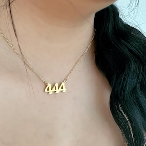 Angel Number Gold Necklace, 111 222 333, Custom Necklace, Personalized Gift, Personalized Jewelry, Number Necklace, Gift for Her,Old English