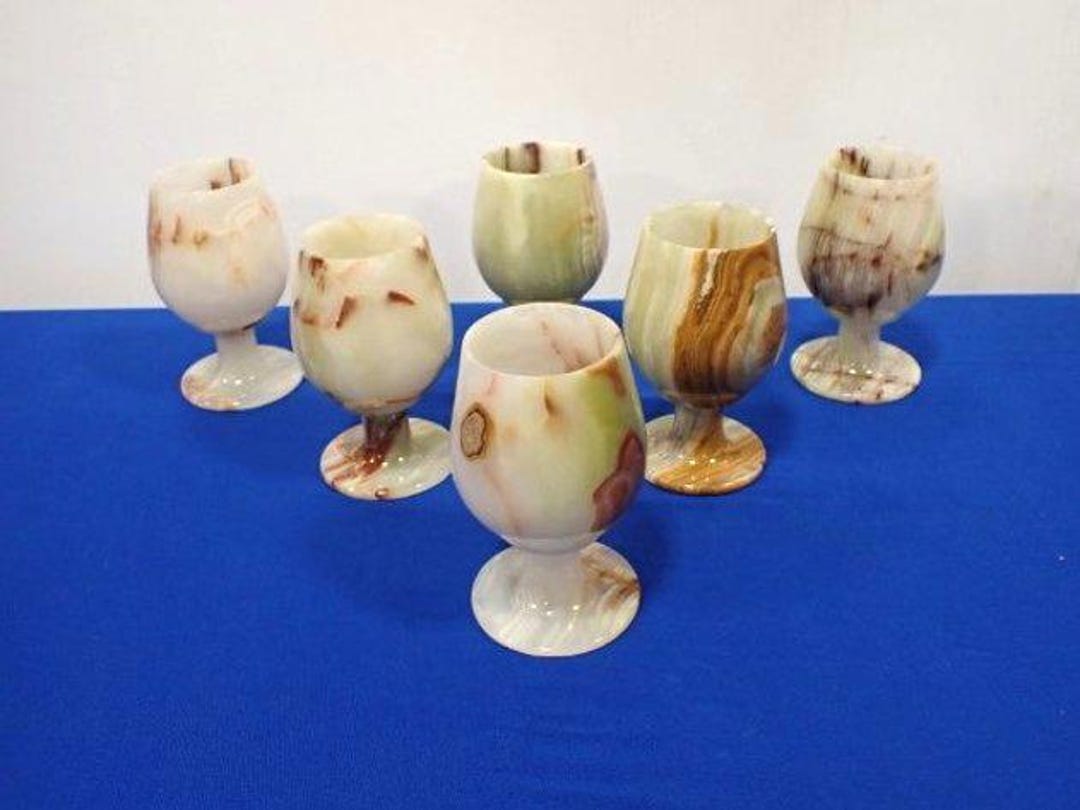 Set of 6 Vintage Alabaster Goblets - Etsy