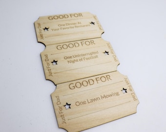 Custom Laser Engraved Tickets - 10 Wooden Coupons for Any Occasion