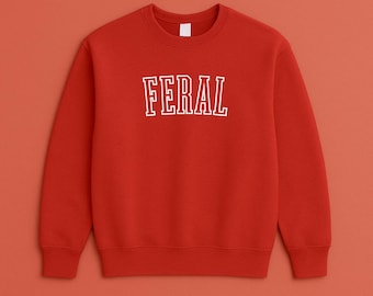 Feral Sweatshirt, Minimalist Graphic Crewneck, Unisex Fit