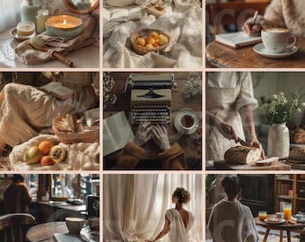 Zachte en warme lifestyle-foto's, esthetische afbeeldingen voor Instagram, esthetische afbeeldingen van Slow Living, gezichtsloze lifestyle-kunst, commercieel gebruik,