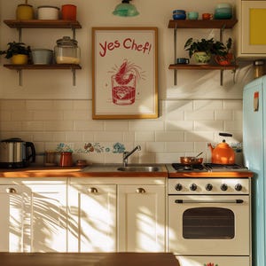 Yes Chef Print, Yes Chef Printable Kitchen Wall Art, Aesthetic Kitchen Decor, Modern Trendy Kitchen Wall Art, Digital Print, Digital File
