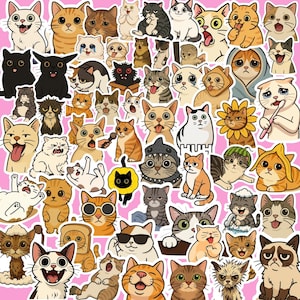 Trend Cat Sticker Bundle, Funny Cat Meme PNG, Cat Memes Emotes Sticker, Sticker Meme Funny, Viral Cat Stickers PNG, Viral Cat Memes Stickers