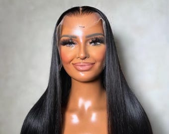 Brazilian Black Straight Human Hair Wig: 13x6 HD Lace Front  display picture 2