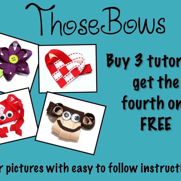 INSTANT DOWNLOAD Buy 3 Hair Bow PDF Tutorial E-Books get the fourth free