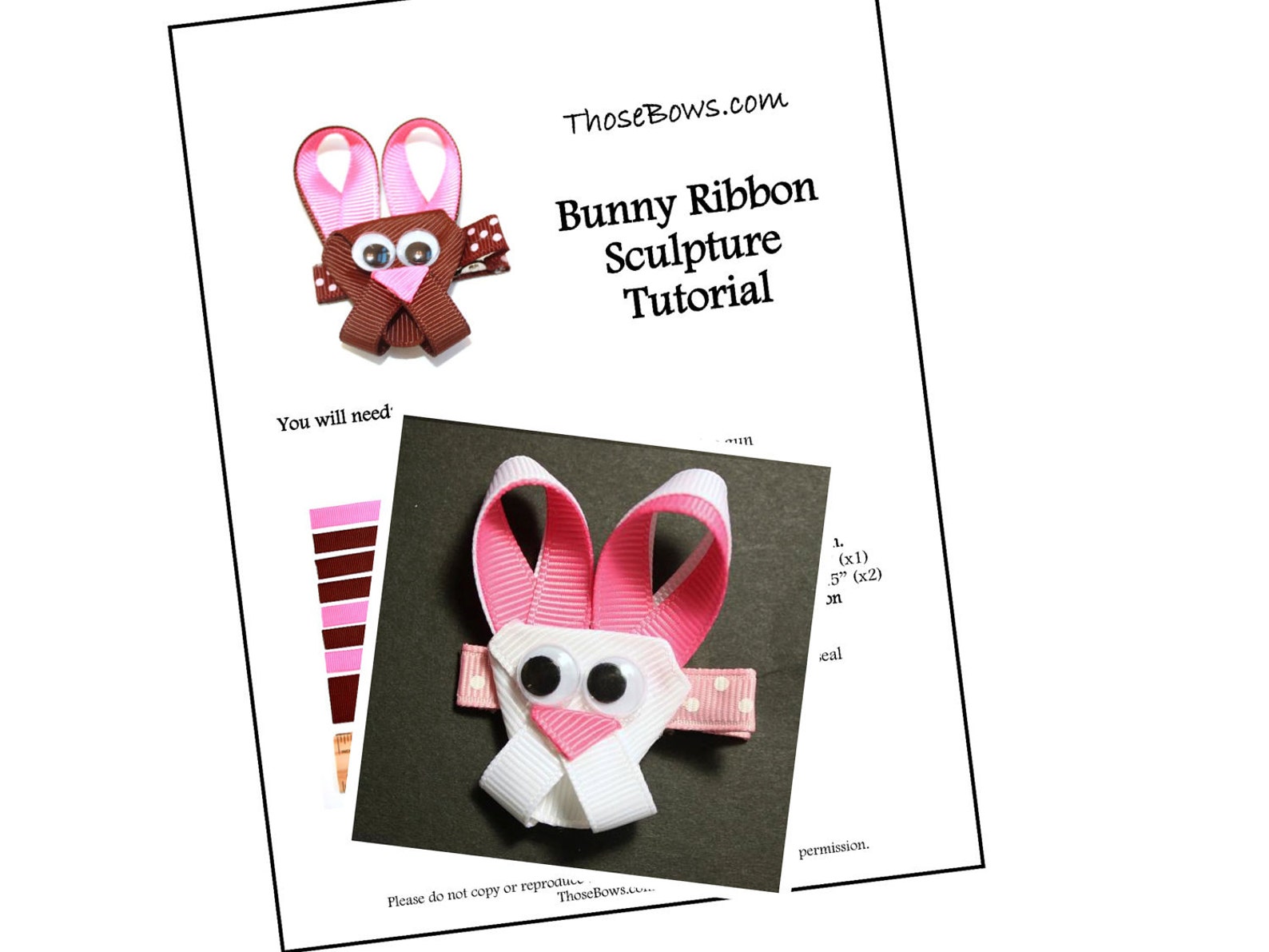 Instant Download Bunny Face Ribbon Sculpture Tutorial - Etsy