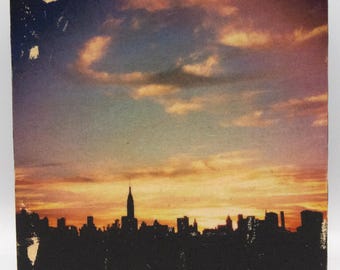 Manhattan, Sunset, NYC, Wood Print, Handmade, DIY