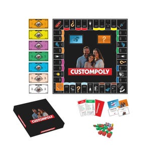 Custompoly Board Game: Customized Gift, Personalized Board Game, Corporate Gift, Father&#39;s Day Gift, Personalized Custompoly Game Board Black